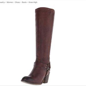 Frye Tabitha Harness Tall Dark Brown Boots 6.5